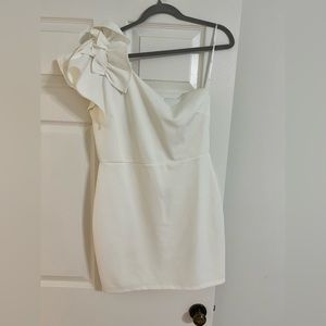 Time for a Cocktail White Ruffled One-Shoulder Bodycon Dress